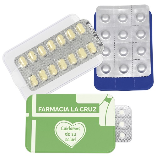 Funda de vinilo para farmacia con bolsillo para blíster